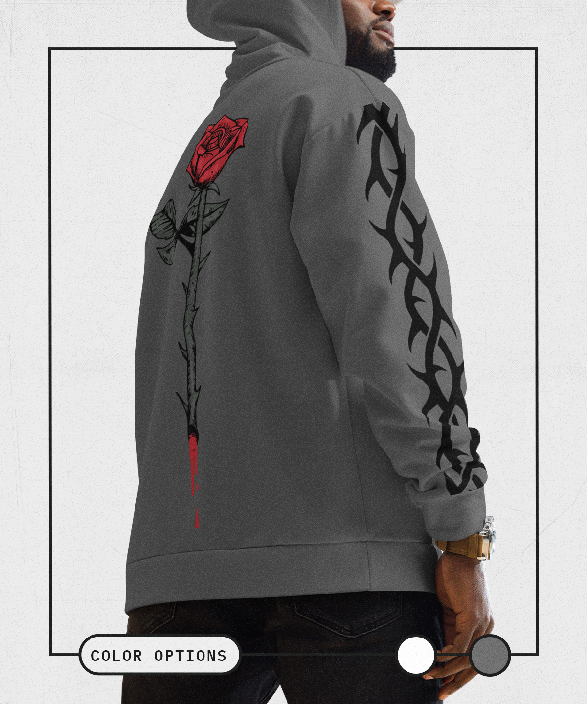 Rose Thorns Gray Hoodie